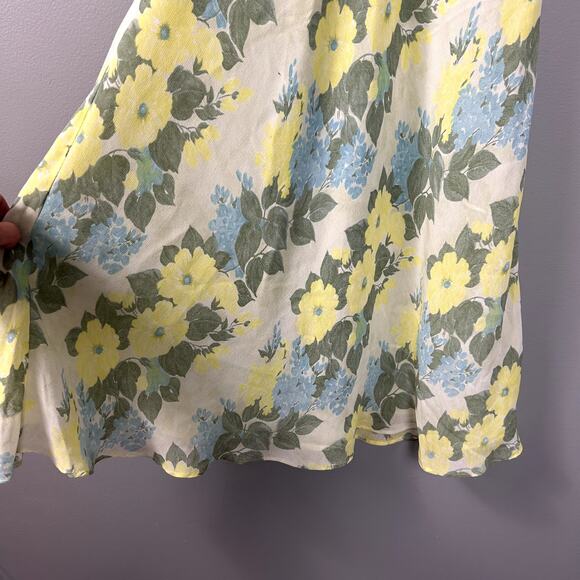 J. Peterman Dress Vintage 90's Blue Green Floral size 8 Medium Midi Summer - Picture 5 of 11